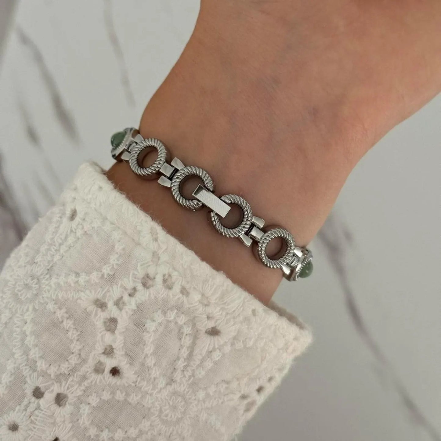 Jade Silver Wrist Piece