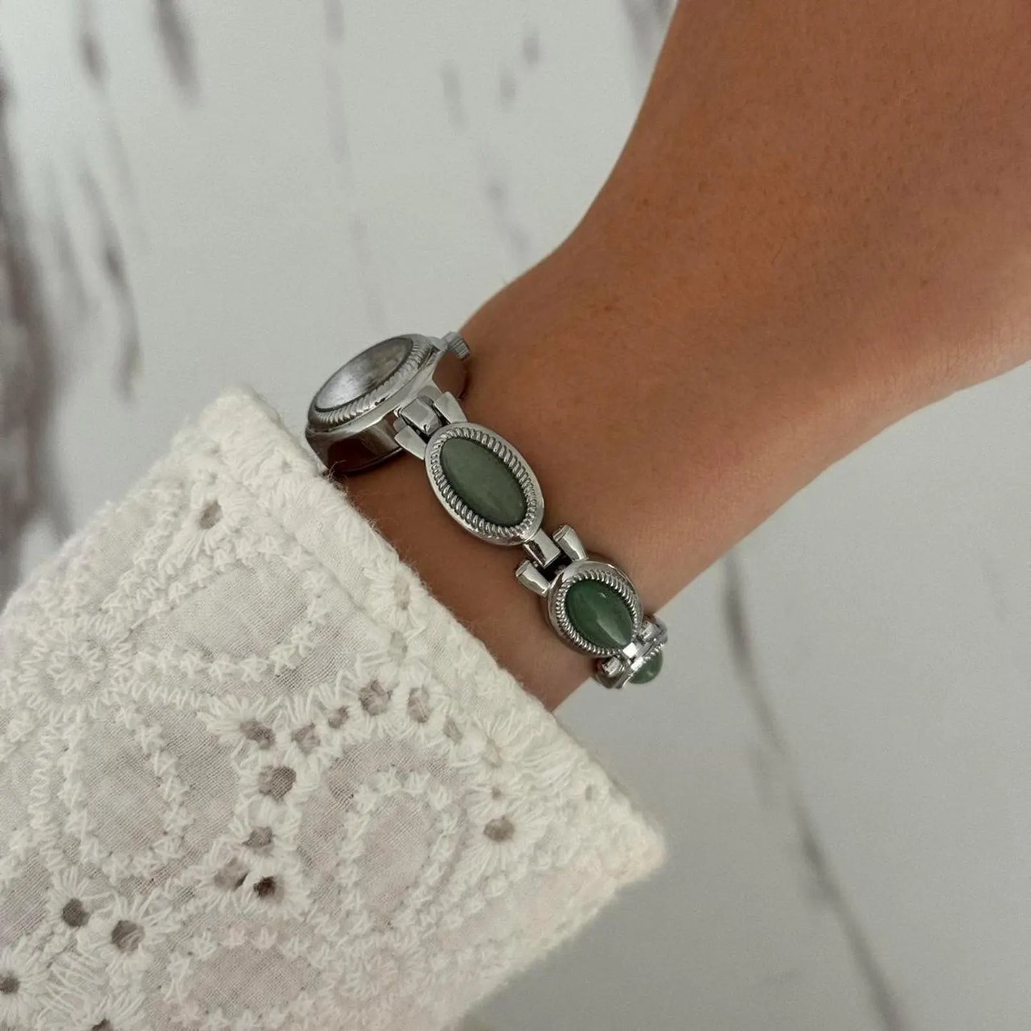 Jade Silver Wrist Piece